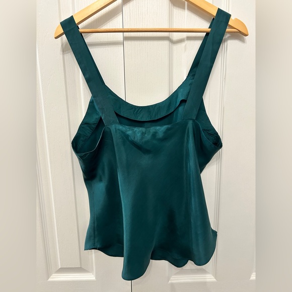 NWT La Senza 100% Silk Camisole XL Hunter Green Washable Silk Sleepwear Tank - Picture 2 of 4